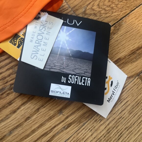 M. Miller Swarovski Crystals Quarter Zip Orange Anti UV Stretch Athletic Shirt L - Picture 8 of 16